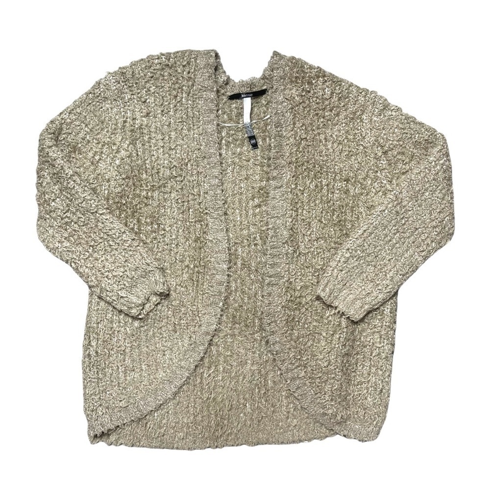 Kensie Light Brown Faux Fur Long Sleeve Cardigan M